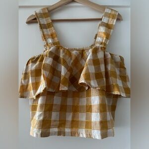 Beautiful condition Ace and Jig yellow plaid rainbow speckled top